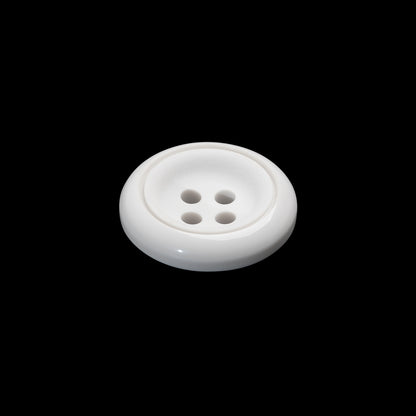 Plastic 4-Hole Button - 28L/18mm - White Tire Rim with Engraved Ring