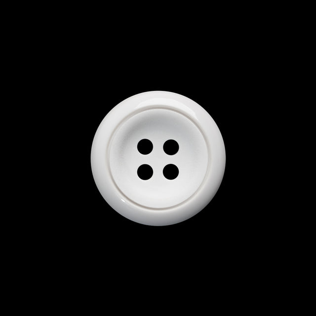 Plastic 4-Hole Button - 28L/18mm - White Tire Rim with Engraved Ring