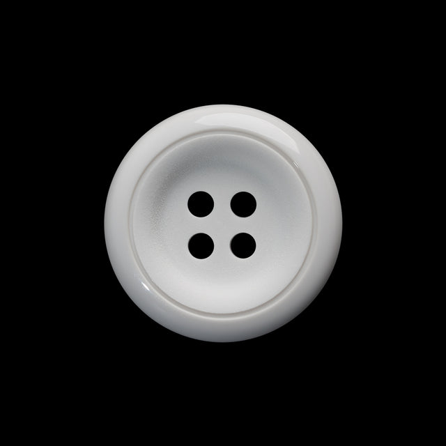 Plastic 4-Hole Button - 36L/23mm - White Tire Rim with Engraved Ring