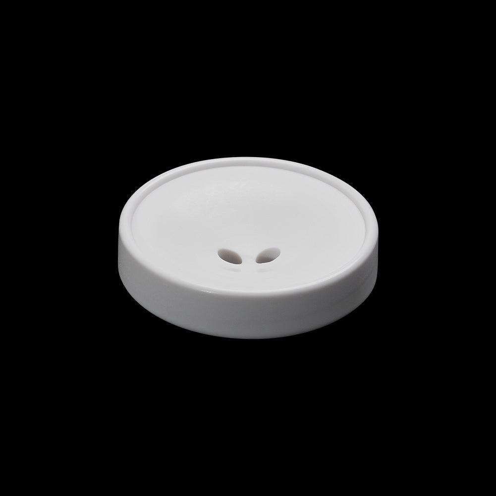 Plastic 2-Hole Button - 36L/23mm - White Funnel Dish Shaped with Narrow Rim - Folded