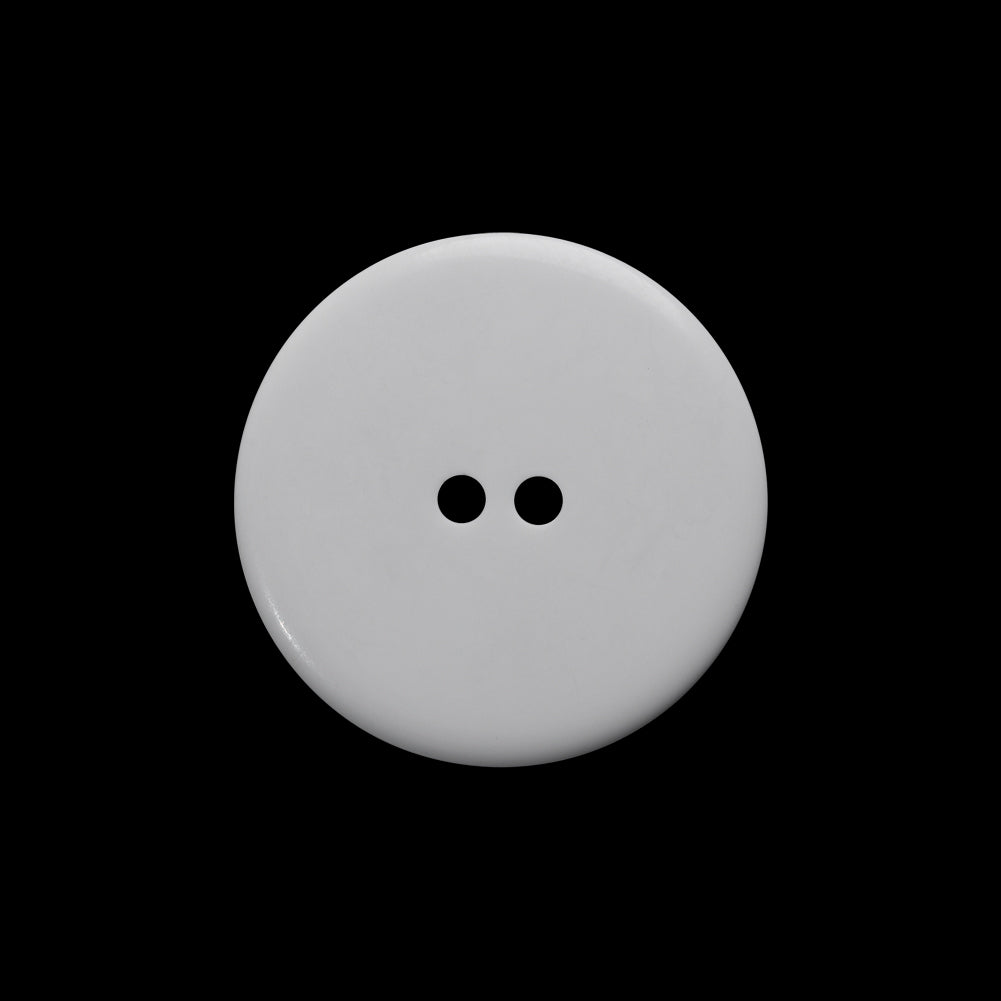 Plastic 2-Hole Button - 36L/23mm - White Funnel Dish Shaped with Narrow Rim - Detail
