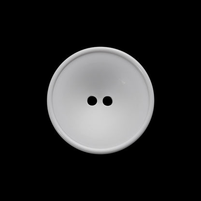 Plastic 2-Hole Button - 36L/23mm - White Funnel Dish Shaped with Narrow Rim