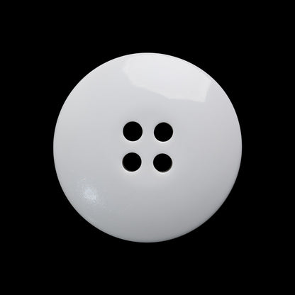 Plastic 4-Hole Button - 40L/25.5mm - White Rolled Rim Low Convex