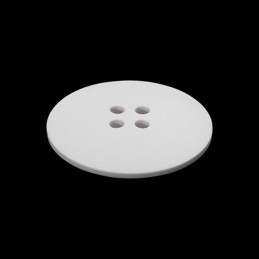 Plastic 4-Hole Button - 40L/25.5mm - White Low Convex