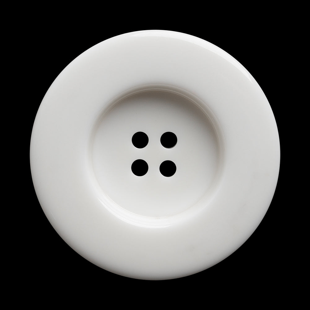Plastic 4-Hole Button - 54L/34mm - White Chunky Tire Rim