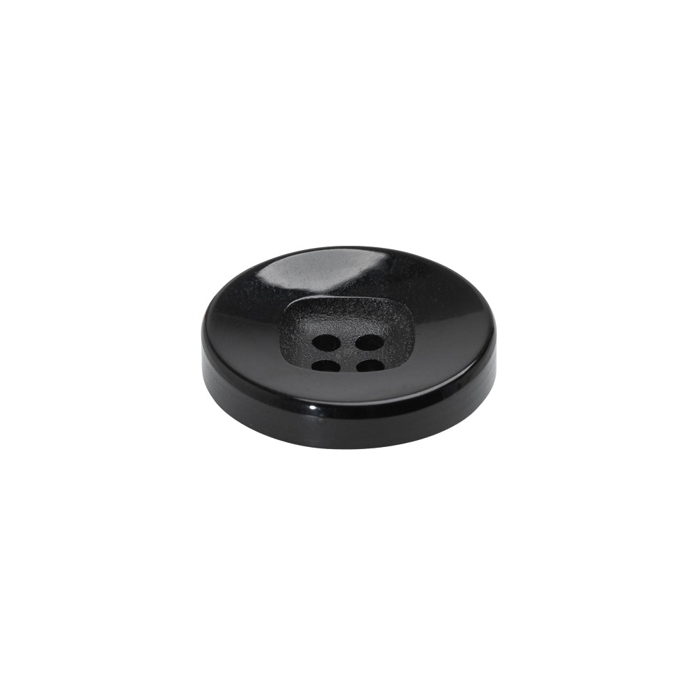 Plastic 4- Hole Button - 28L/18mm - Black with Rounded Square Center