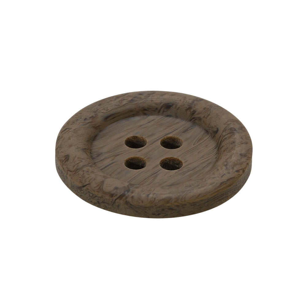 Horn 2-Hole Button - 40L/25.5mm - Brown and Charcoal Natural Grain - Folded