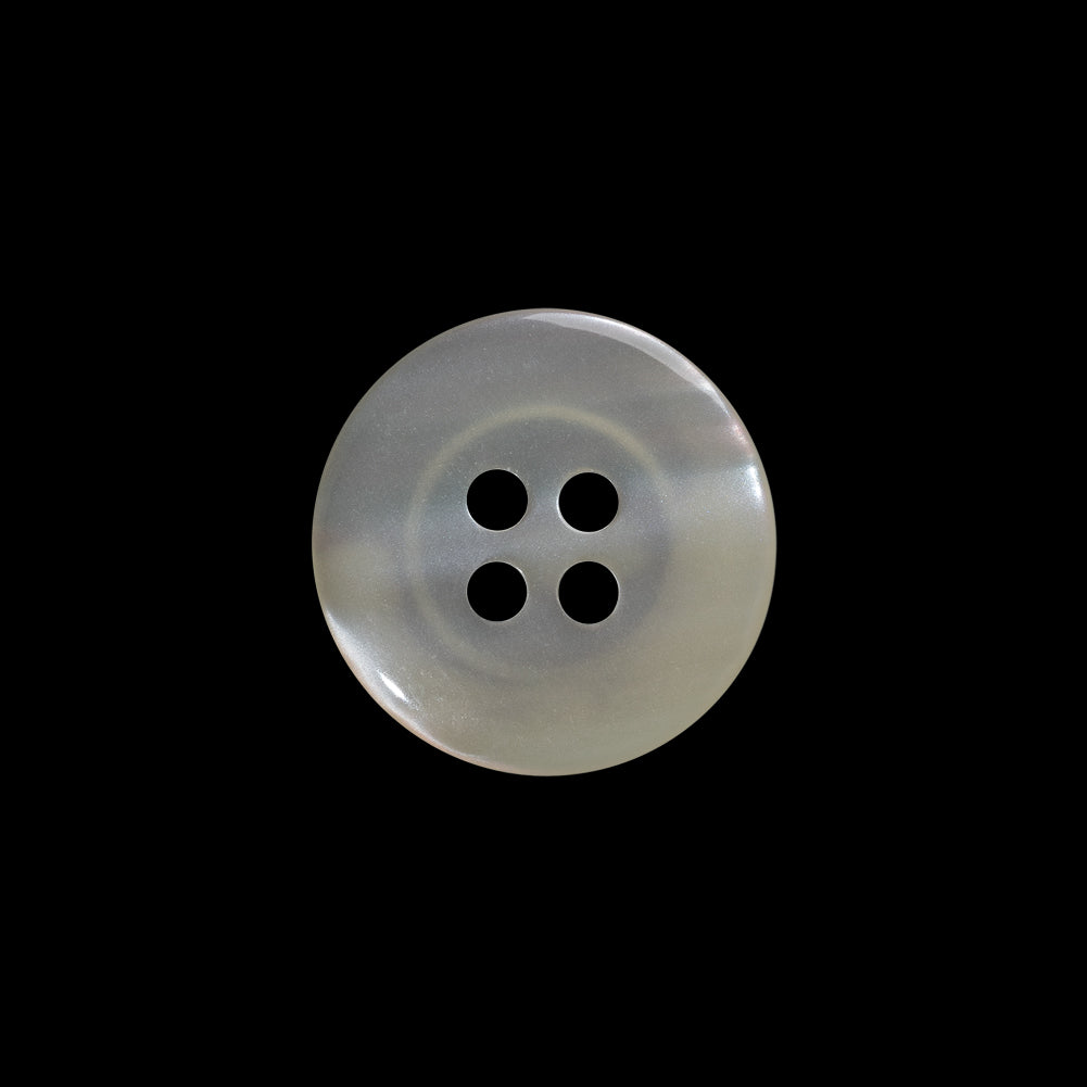 Plastic 4-Hole Button - 28L/18mm - Iridescent Ivory Rolled Rim