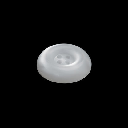 Plastic 4-Hole Button - 28L/18mm - Frosted Clear and Iridescent White Ink Well