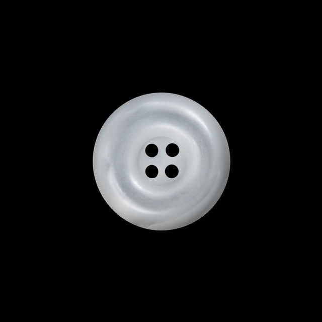 Plastic 4-Hole Button - 28L/18mm - Frosted Clear and Iridescent White Ink Well