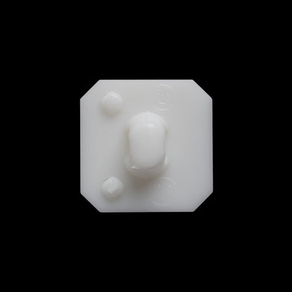 Square Plastic Shank Back Button Made in Italy - 30L/19mm - White Center Ridge