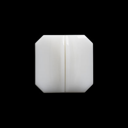 Square Plastic Shank Back Button Made in Italy - 30L/19mm - White Center Ridge