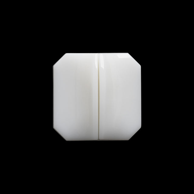 Square Plastic Shank Back Button Made in Italy - 30L/19mm - White Center Ridge