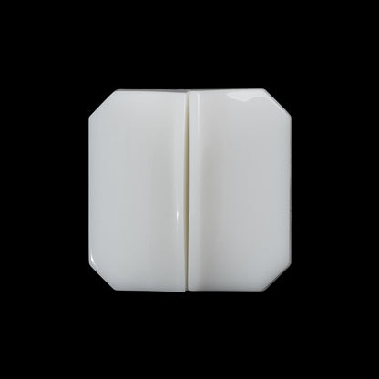 Square Plastic Shank Back Button Made in Italy - 36L/23mm - White Center Ridge