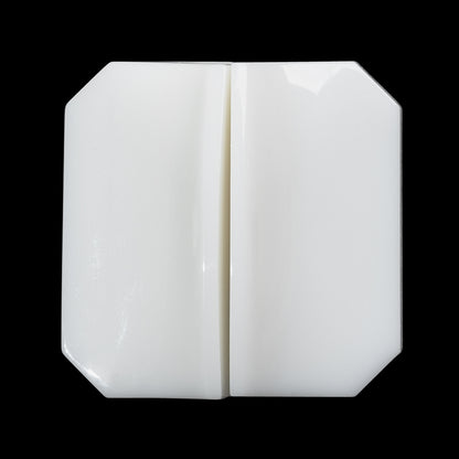 Square Plastic Shank Back Button Made in Italy - 44L/28mm - White Center Ridge