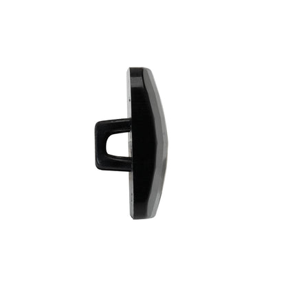Square Plastic Shank Back Button - 36L/23mm - Black Faceted