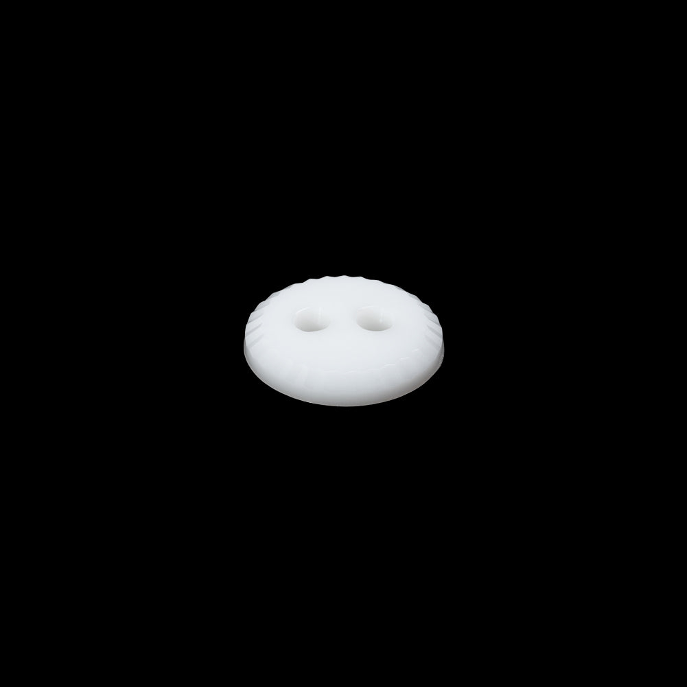 Plastic 2-Hole Button - 18L/11.5mm - White Saw Tooth Rim