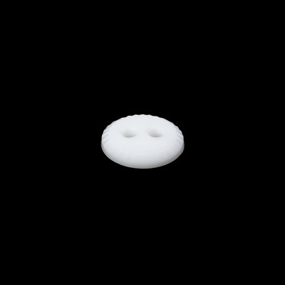 Plastic 2-Hole Button - 18L/11.5mm - White Saw Tooth Rim