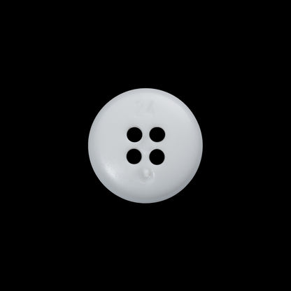 Plastic 4-Hole Button Made in Italy - 24L/15mm - White Narrow Rim