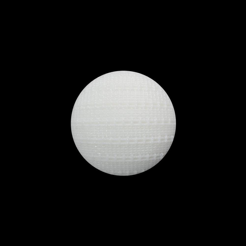 Plastic Shank Back Button - 28L/18mm - White Woven Textured Half Dome