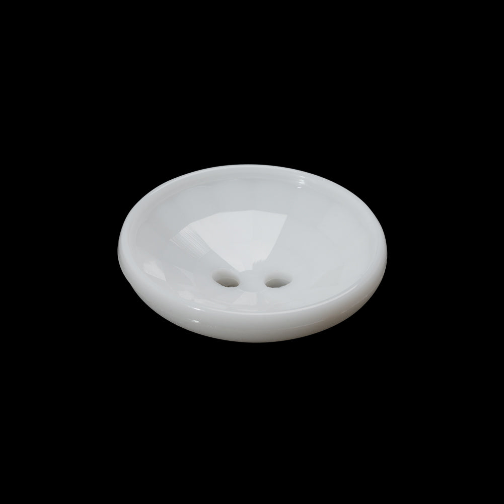 Plastic 2-Hole Button - 36L/23mm - White Faceted Bowl Shape - Folded