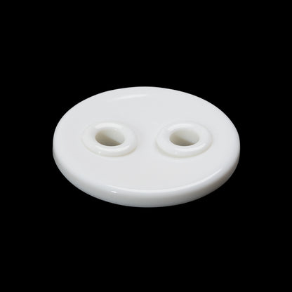 Plastic 2-Hole Button - 40L/25.5mm - White Shallow Dish with White Eyelet Holes