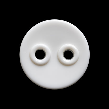 Plastic 2-Hole Button - 40L/25.5mm - White Shallow Dish with White Eyelet Holes