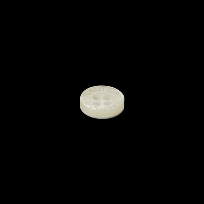 Plastic 4-Hole Button by Famous Designer - 14L/9mm - Ivory Logo Engraved Rim