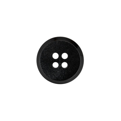 Plastic 4-Hole Button - 24L/15mm - Black Matte Face with Beveled Rim