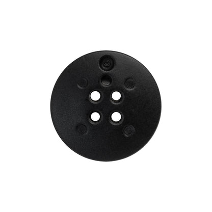 Plastic 4-Hole Button - 34L/21.5mm - Black Faux Leather with Stitched Border