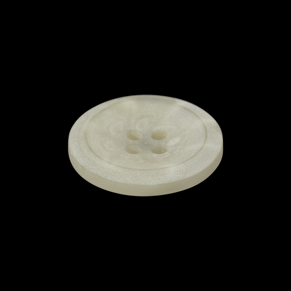 Plastic 4-Hole Button - 35L/22mm - Matte Translucent Ivory Swirls Shallow Plate
