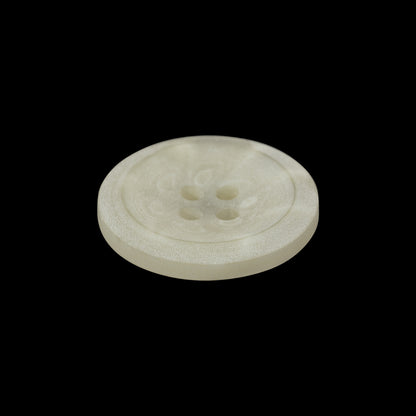 Plastic 4-Hole Button - 35L/22mm - Matte Translucent Ivory Swirls Shallow Plate