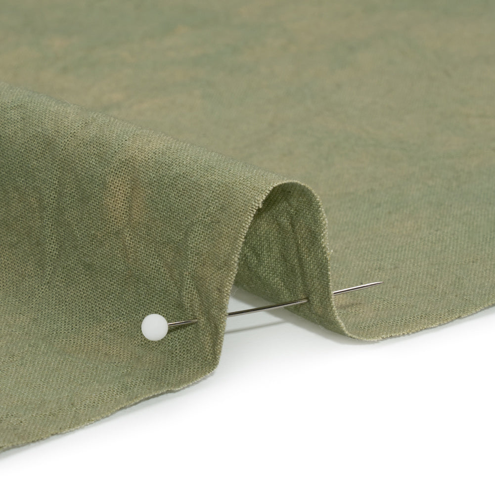 Olive Mottled Wrinkled Lightweight Cotton Canvas Detail