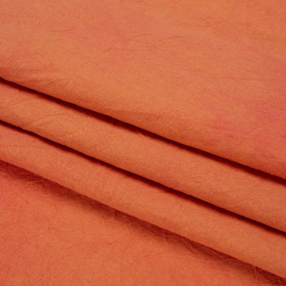 Terracotta Mottled Wrinkled Lightweight Cotton Canvas Folded