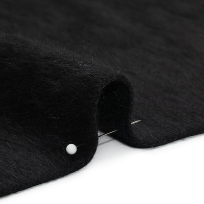 Black Fuzzy Blended Wool Coating Detail