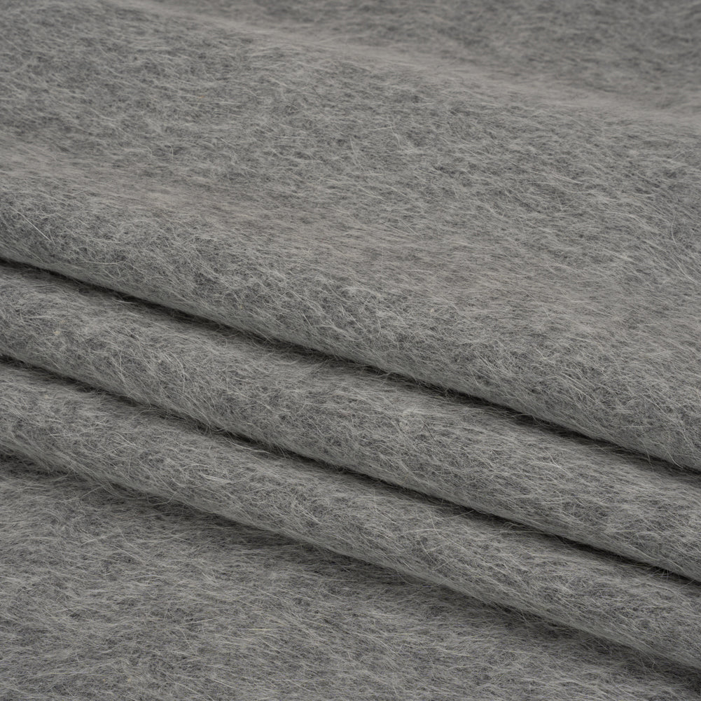 Gray Fuzzy Blended Wool Coating Folded