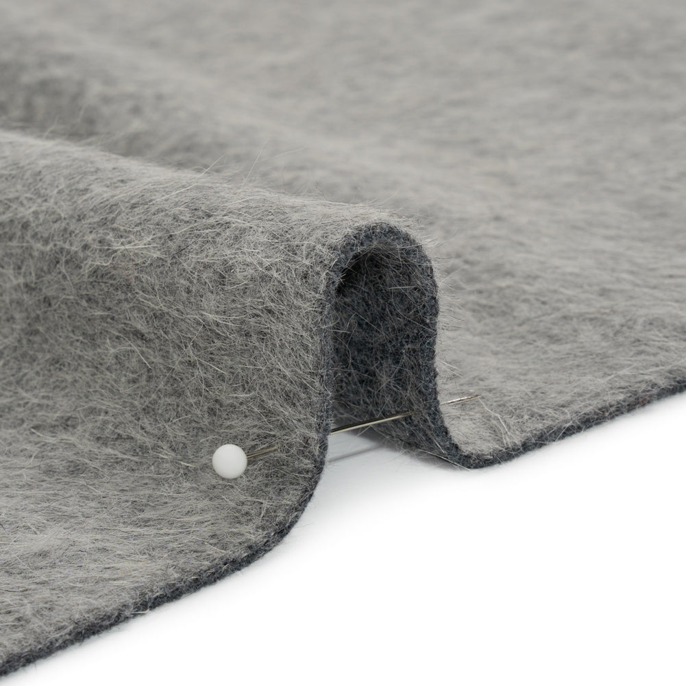 Gray Fuzzy Blended Wool Coating Detail