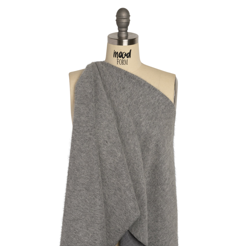 Gray Fuzzy Blended Wool Coating Drape