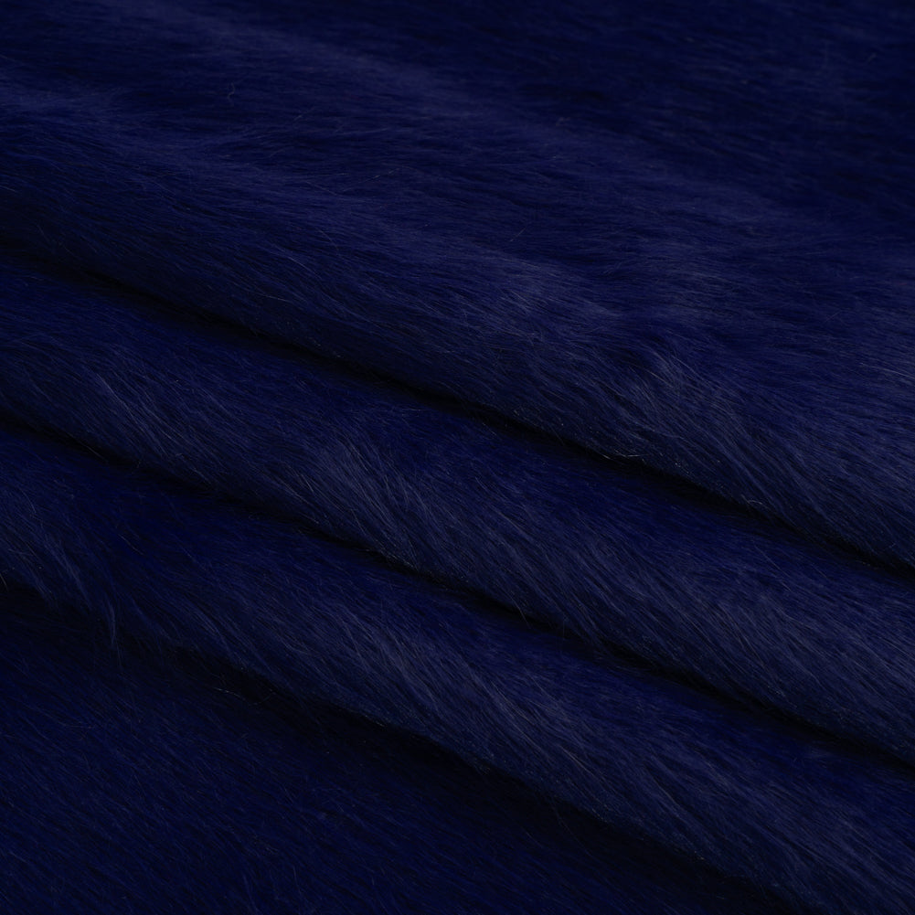 Royal Blue Fuzzy Blended Wool Coating Folded