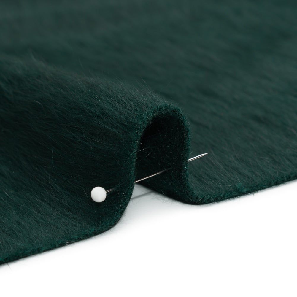 Dark Green Fuzzy Blended Wool Coating Detail