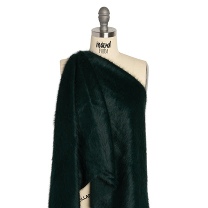 Dark Green Fuzzy Blended Wool Coating Drape