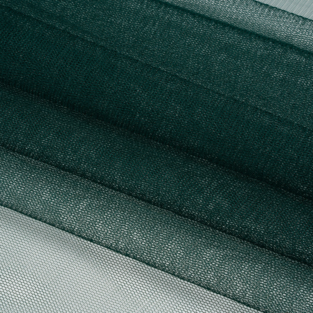 Stiff Nylon Tulle - Dark Green - Designer Deadstock - Folded