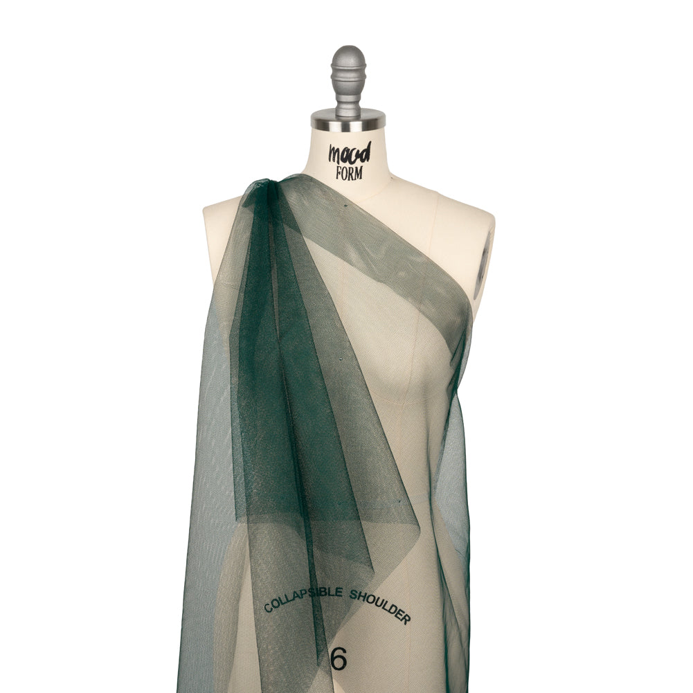 Stiff Nylon Tulle - Dark Green - Designer Deadstock - Drape