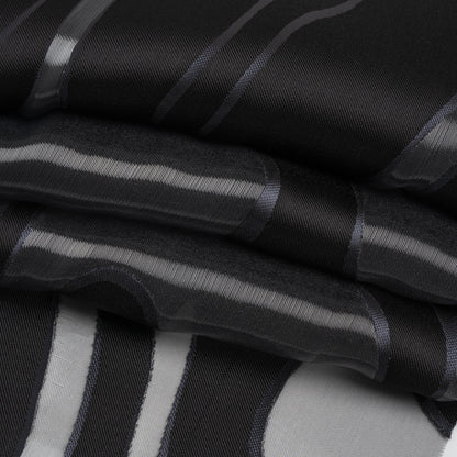Metallic Gunmetal and Black Flowing Lines Luxury Burnout Brocade
