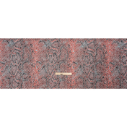 Red, Black and Sky Blue Abstract Printed Fan Flowers Stretch Cotton Matelasse Full