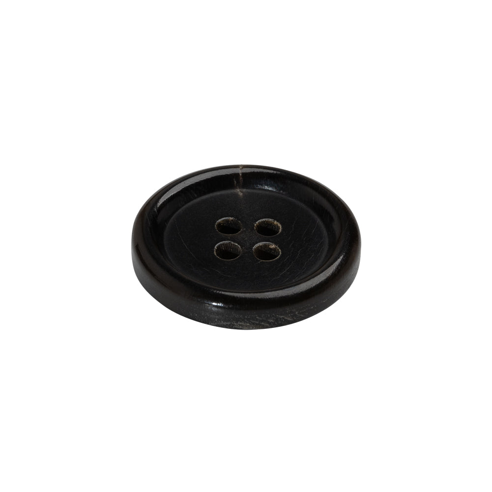 Plastic 4-Hole Button - 32L/20mm - Dark Brown and Beige Lines Rolled Rim