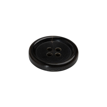 Plastic 4-Hole Button - 32L/20mm - Dark Brown and Beige Lines Rolled Rim