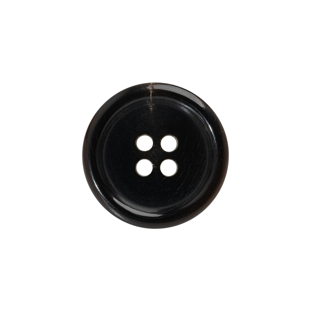 Plastic 4-Hole Button - 32L/20mm - Dark Brown and Beige Lines Rolled Rim