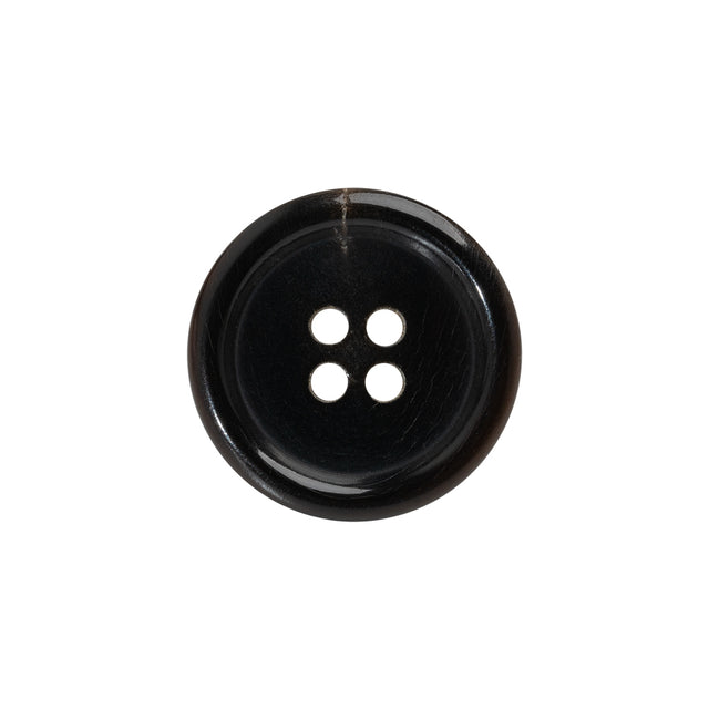 Plastic 4-Hole Button - 32L/20mm - Dark Brown and Beige Lines Rolled Rim