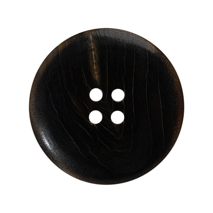 Plastic 4-Hole Button - 44L/28mm - Dark Brown and Beige Lines Rolled Rim